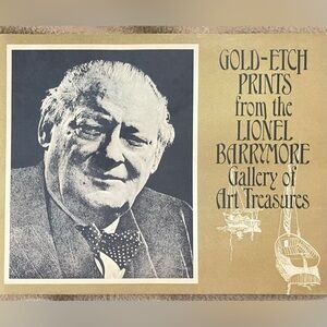 Vintage Lionel Barrymore gold-etch prints in original folder
